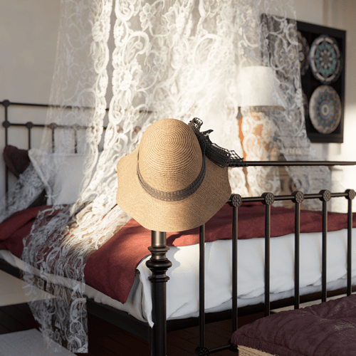 Wrought Iron Bed & Lace #2