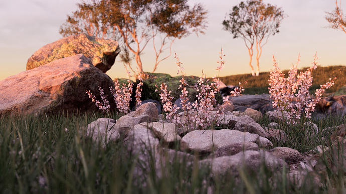 xmas render grassland flowers