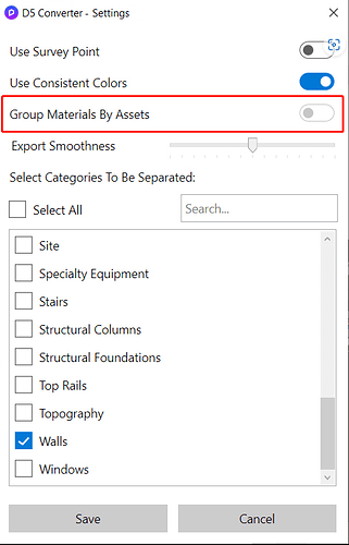 Group Materials By Assets