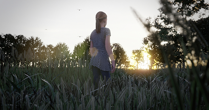 Girl in Grass Field
