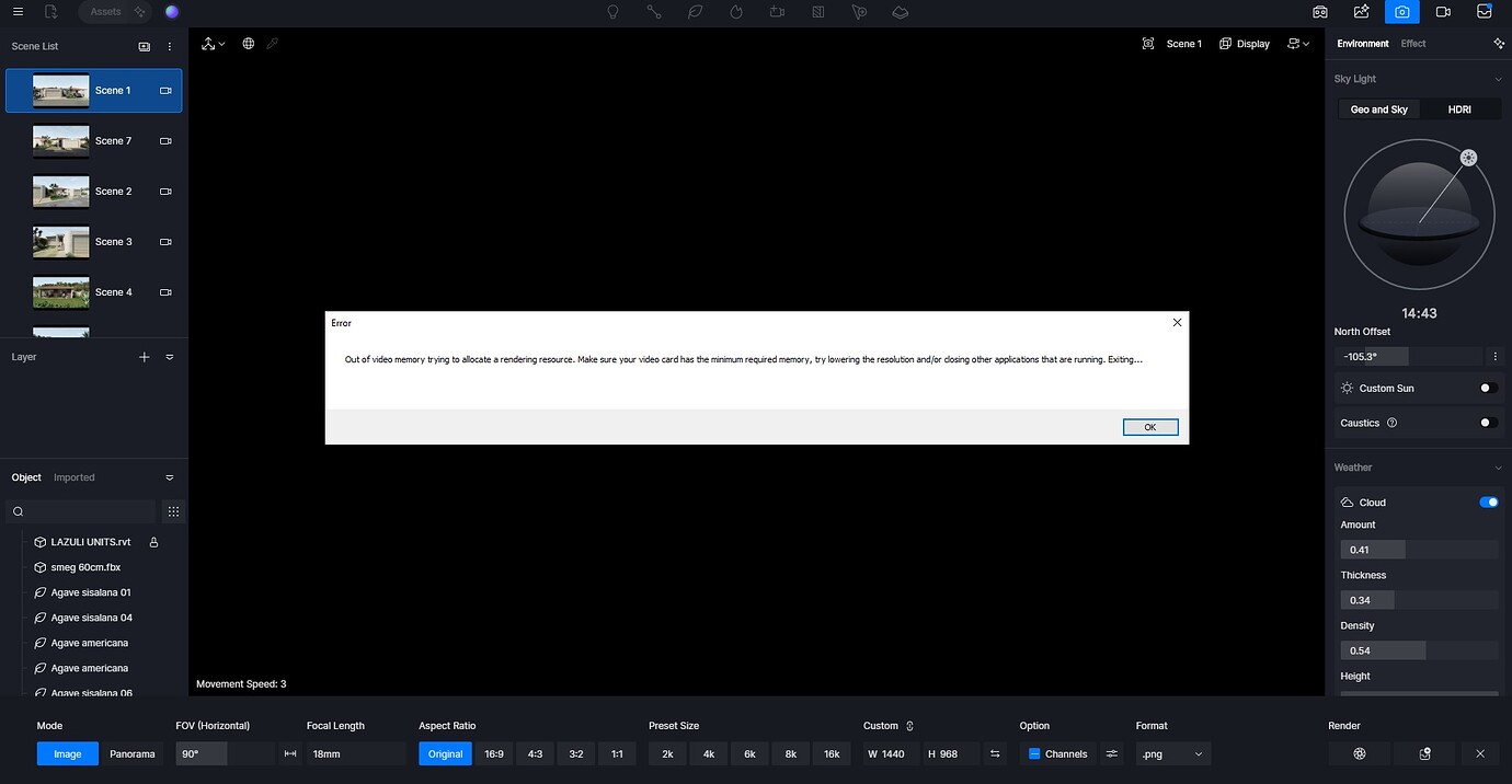 2.9 Video Memory issue, then D5 closes - Tech Support - D5 RENDER FORUM