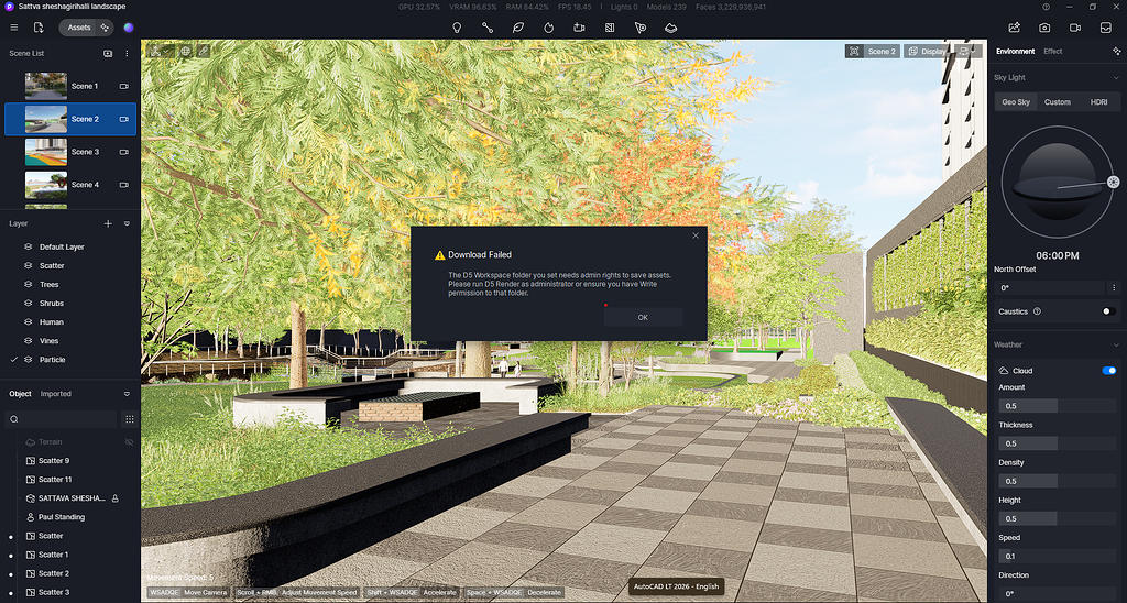D5 workspace admin request and loss of textures on model - Get Help ...