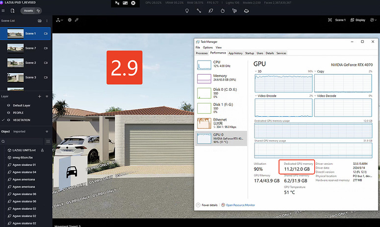 2.9 Video Memory issue, then D5 closes - Tech Support - D5 RENDER FORUM