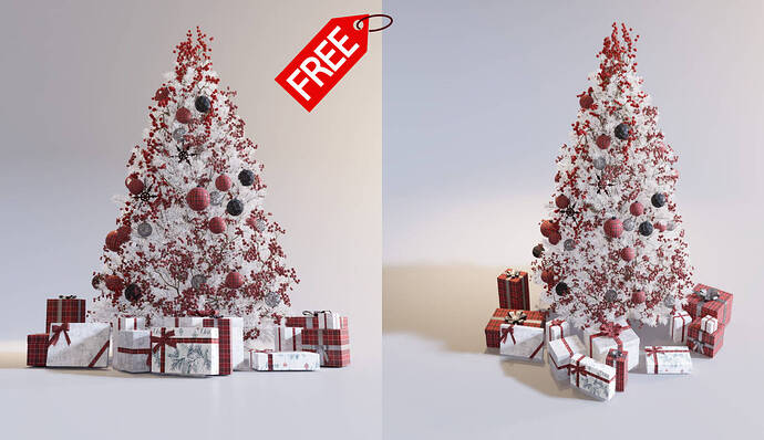 Free-D5-model-Christmas-Red-and-White-Tree-with-Gift