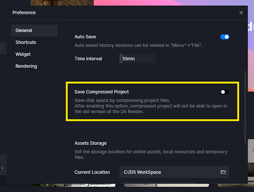 Save Compressed Project