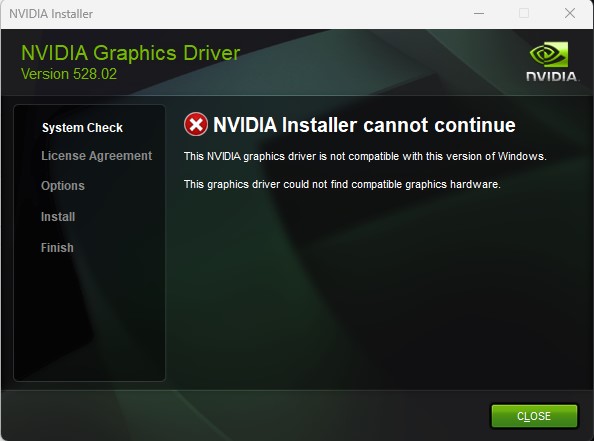 NVIDIA driver error